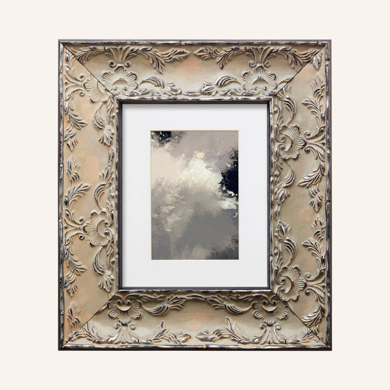Artressia Trisha Embossed Wood Single Picture Frame, 11" x 14" Matted to 8" x 10", Antique Pewter