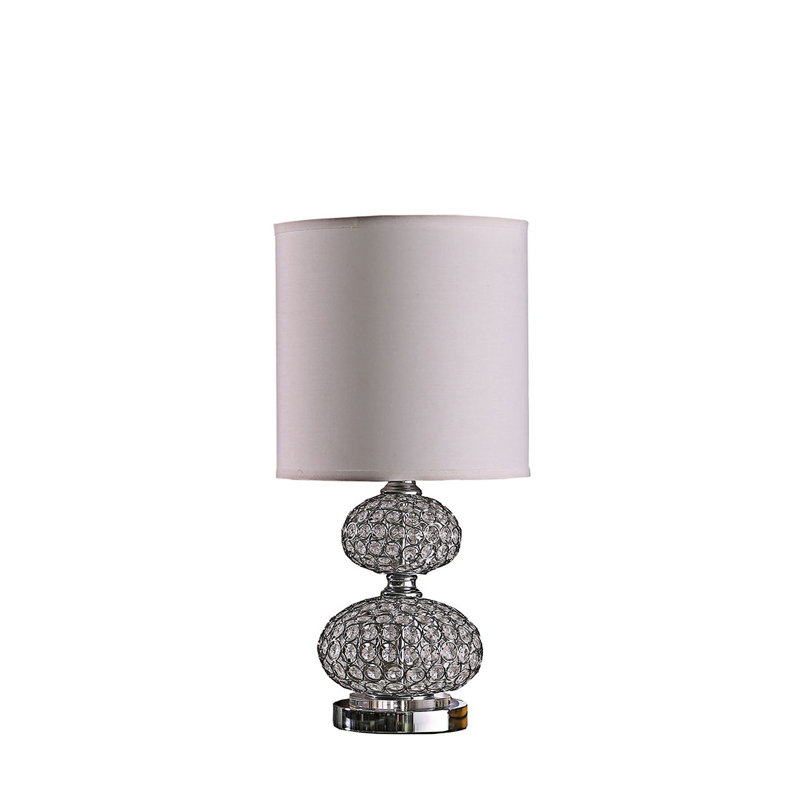 Lampe de table rétro avec chrome argenté et perles en acrylique transparent