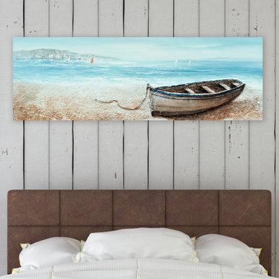 Sur la plage - peinture panoramique sur toile tendue