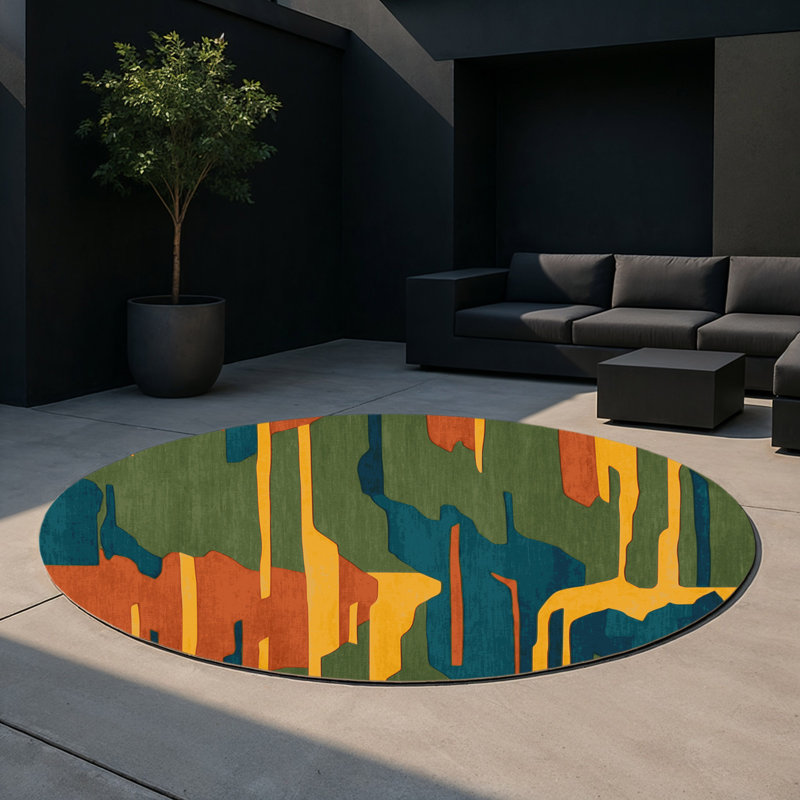 Bronze Tides Indoor And Outdoor Area Rug, Round 5'