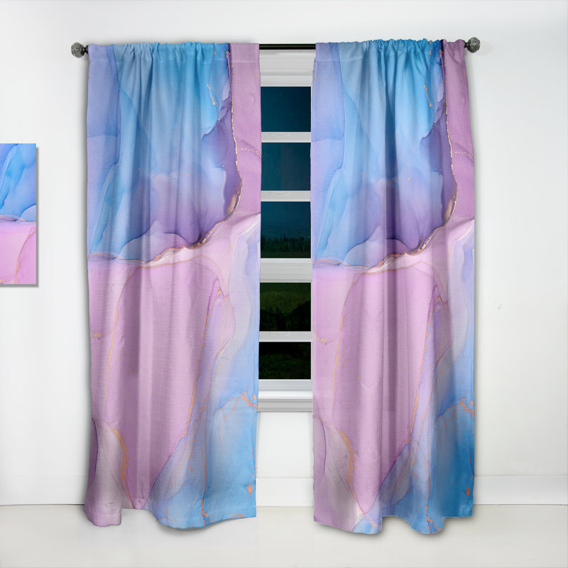 Rose et mauve, art liquide abstrait IV - rideau moderne - velours obscurcissant - 1 panneau, L 52 po x L 108 po