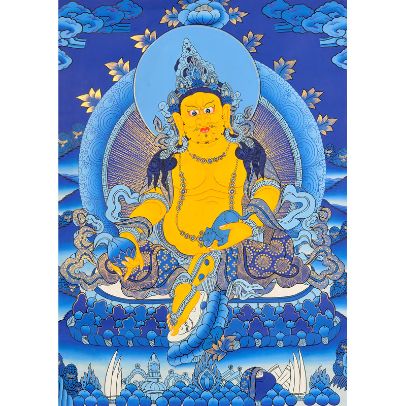 Bouddhiste tibétain Kubera | Couleur arc acrylique sur toile