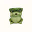 Table de bout ronde en résine 12 po Moss Green Frog Statue avec tête de lotus