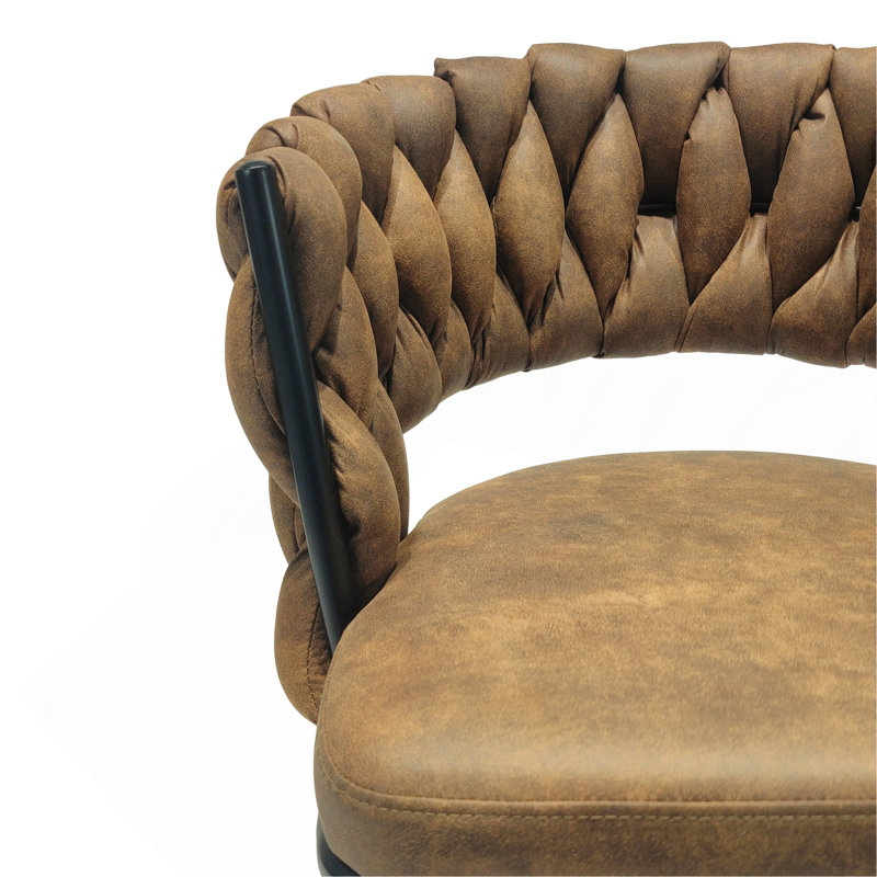 Ensemble de 2 tabourets de bar 28 "en cuir technique, Brun, 2