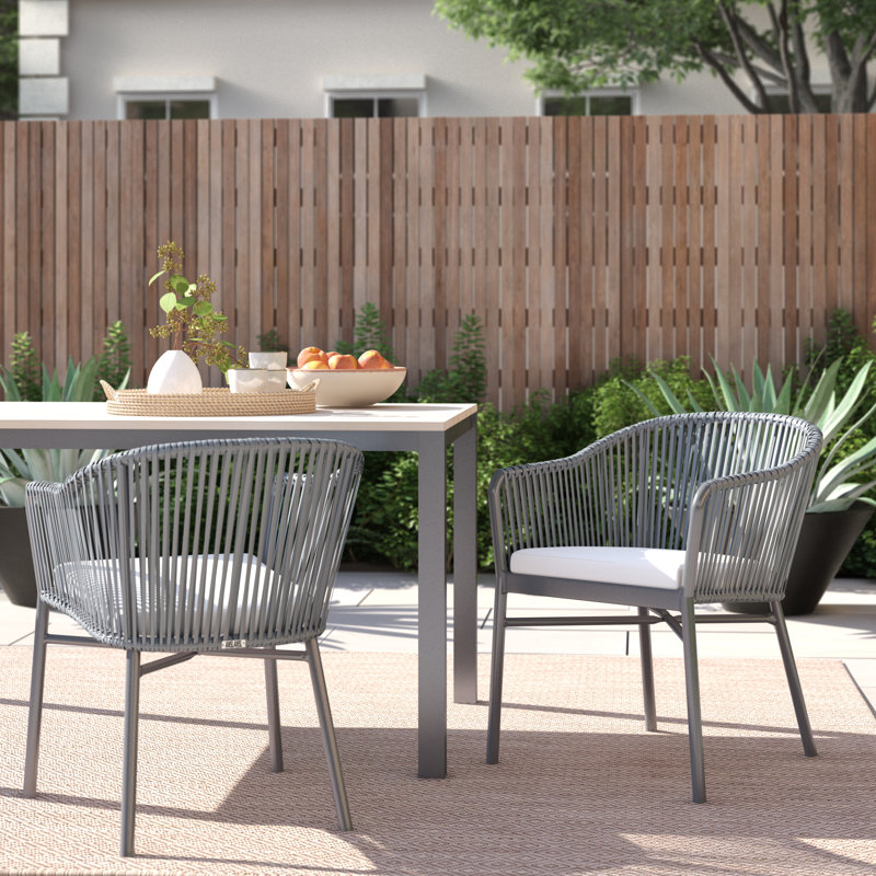Chaise de patio avec coussin Rope