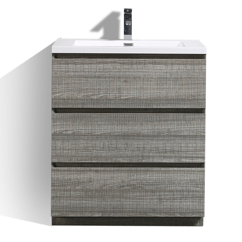 Ensemble de meuble-lavabo simple 35 po Hargrave, Gris cendre très lustré