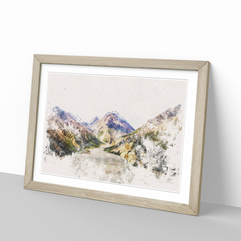 Path Through the Mountains - Framed Print, 45cm H x 63cm W x 2cm D, Oak Framed