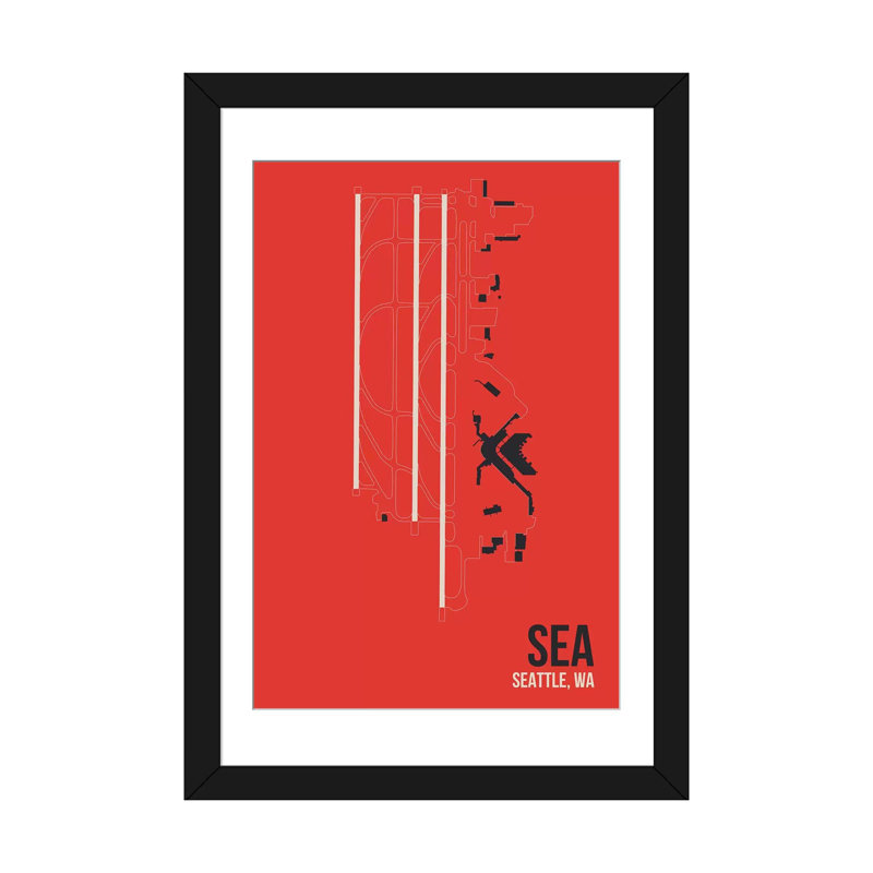 «Seattle-Tacoma», impression sur toile, H 32 po x l 24 po x P 1 po, Papier d'art encadré noir, Blanc