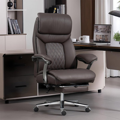 HDHNBA Reclining High Back Executive Chair Adjustable Lumbar Support Retractable Footrest Swivel Casters