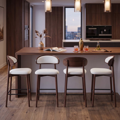 Wooden arc-shaped soft-panel bar stool