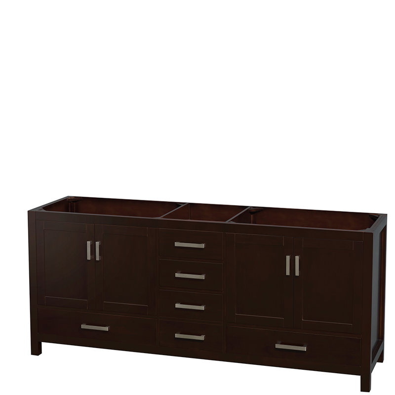 Sheffield 80" Freestanding Double Bathroom Vanity with Marble Top with 70" Mirror, White Carrara Marble