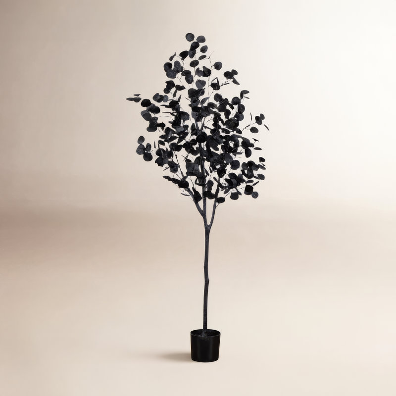 Arbre d'eucalyptus artificiel noir d'Halloween, H 72 po x l 26 po x P 26 po