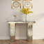 Console moderne à miroir avec rangement ouvert et design rectangulaire