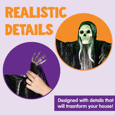 Ensemble de 3 décorations suspendues pour l'Halloween : squelettes fantômes, figurines de la Faucheuse à suspendre dans le jardin, sur le porche, dans un arbre, dans une maison hantée ou pour une fête.