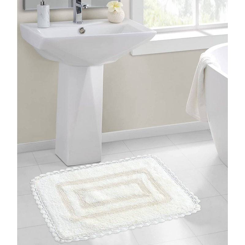 Tapis pour salle de bain Akife, Ivoire