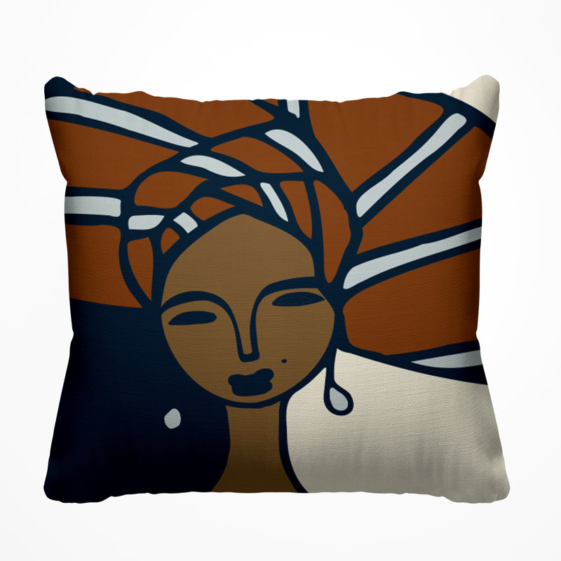 Coussin Abike Tribal Abstract, rouille, L 17 po x H 17 po