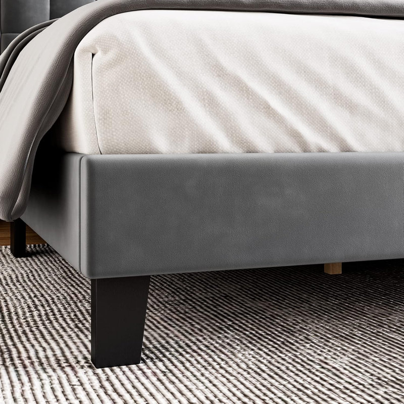 Lit plateforme tapissier Nourdane, gris, Grand