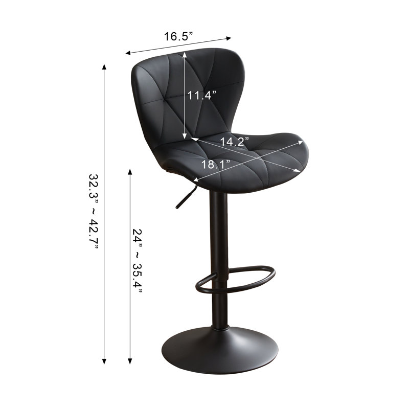 Ensemble de tabourets de bar pivotants 4 pièces - Tabourets de comptoir à hauteur réglable avec dossier, Noir