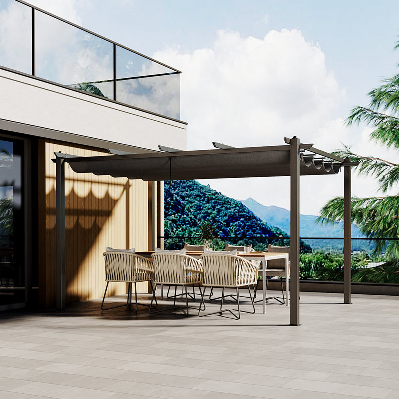 Dakota Fields 300cm D Polyester Cover Retractable Freestanding Awning, 228cm H x 400cm W x 300cm D