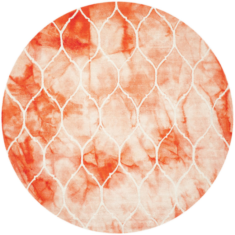 Coleman Hand Tufted Wool/Cotton Geometric Rug in Orange/Ivory