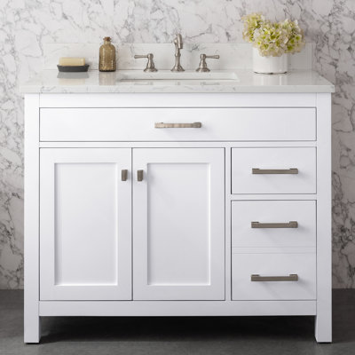 Ajhane 42'' Single Bathroom Vanity with Engineered Stone Top