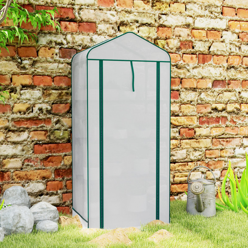 Mini Greenhouse with Screen Roof, Portable Small Greenhouse, Green, Green