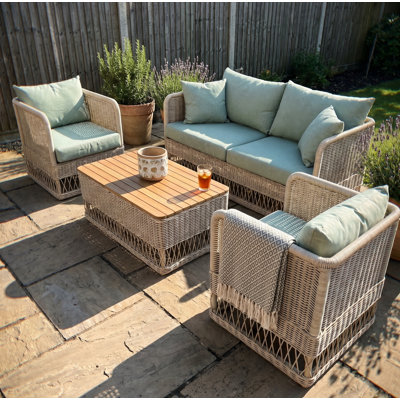 Ensemble de sièges de patio d'extérieur 4 pièces Casavant Pebble Sunbrella® - Toile spa