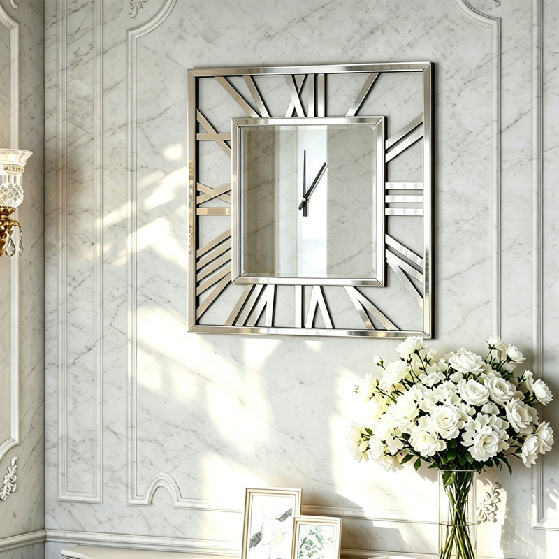 Large Glass Wall Clock, 80cm H x 80cm W x 3.5cm D