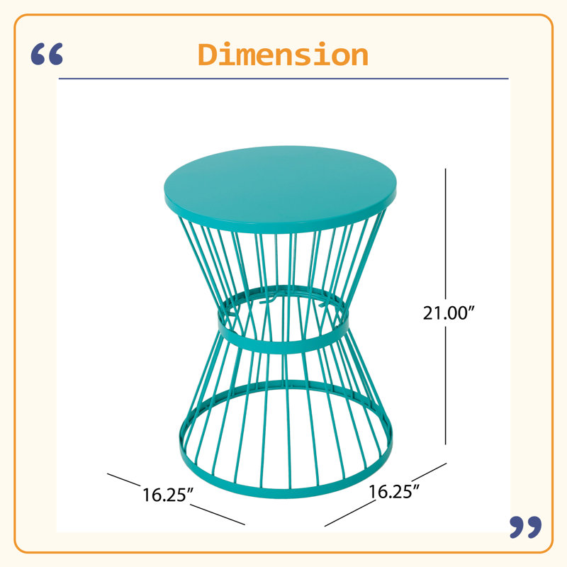 Table d'appoint en acier inoxydable 16 po, Teal