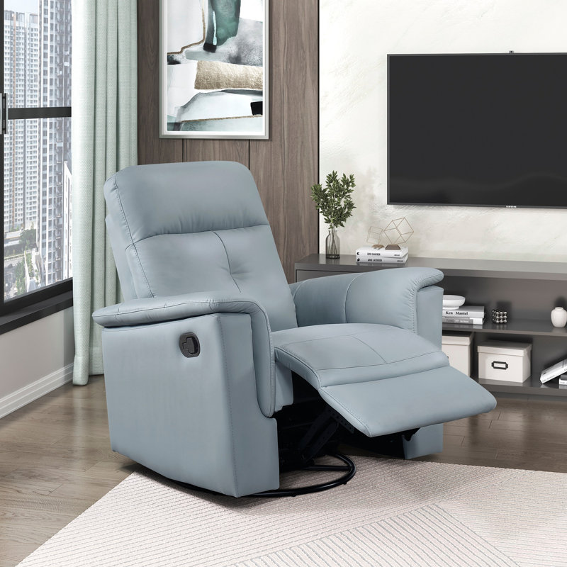 Fauteuil inclinable et pivotant en cuir, Bleu