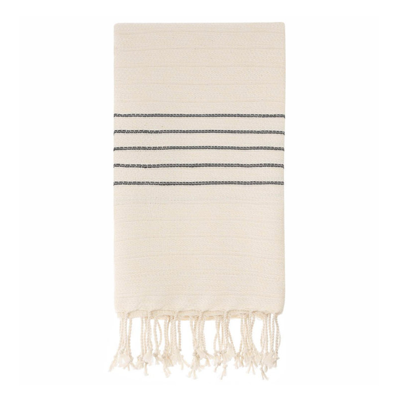 Aquinas Turkish Cotton Midweight Beach Towel, Beige Dark Gray
