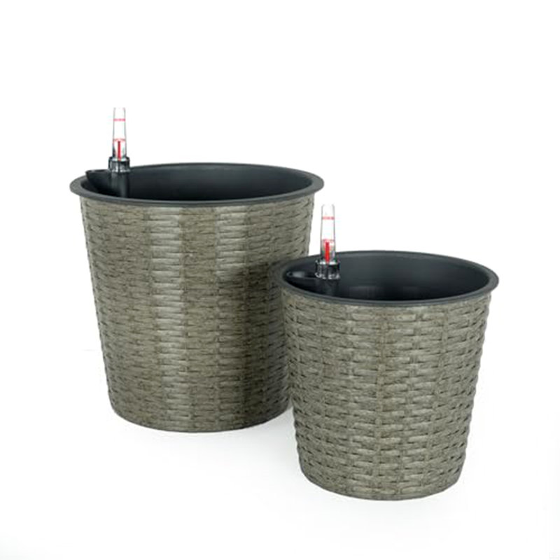 2-Pack Self-Watering Wicker Decor Planter