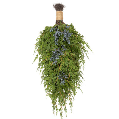 Porte d'entrée décorative 20 po en cèdre artificiel avec bleuets