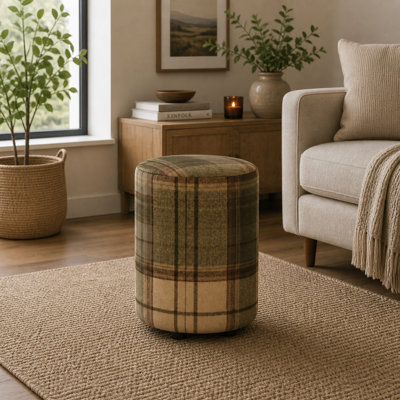 Tartan Fabric Round Stools Tartan 