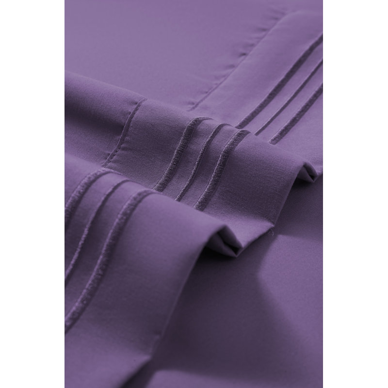 Ensemble de draps en rayonne , Violet, Ensemble de draps pour très grand lit + un drap-h