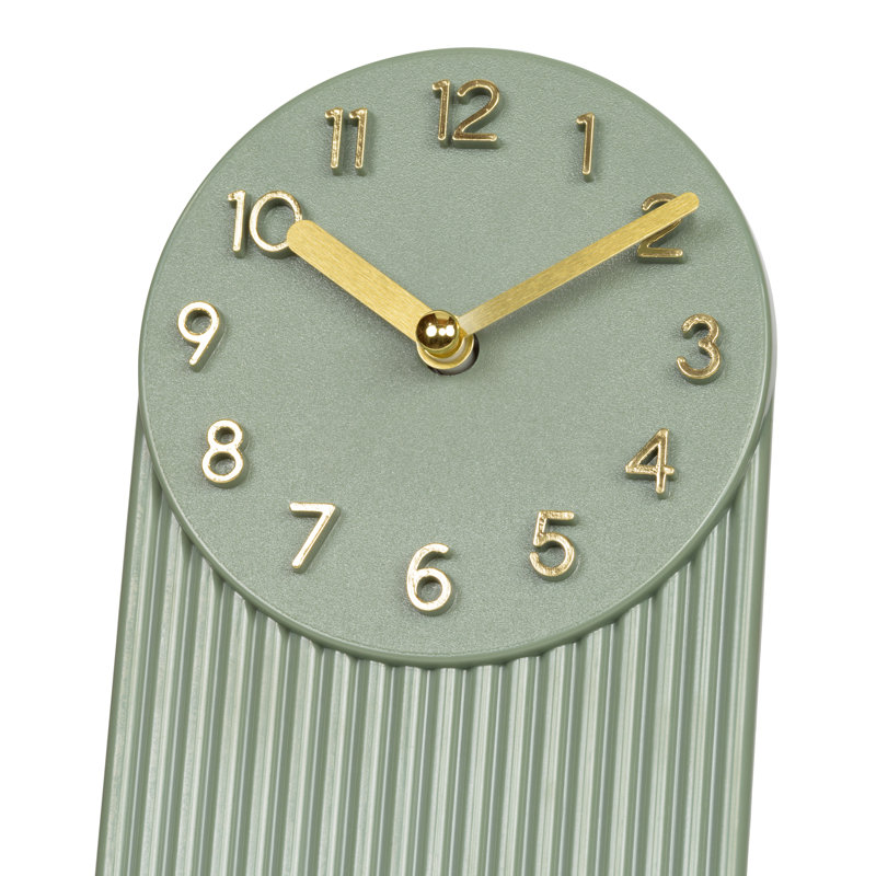 Grooves Quartz Analog Tabletop Clock, Light Sage, Green