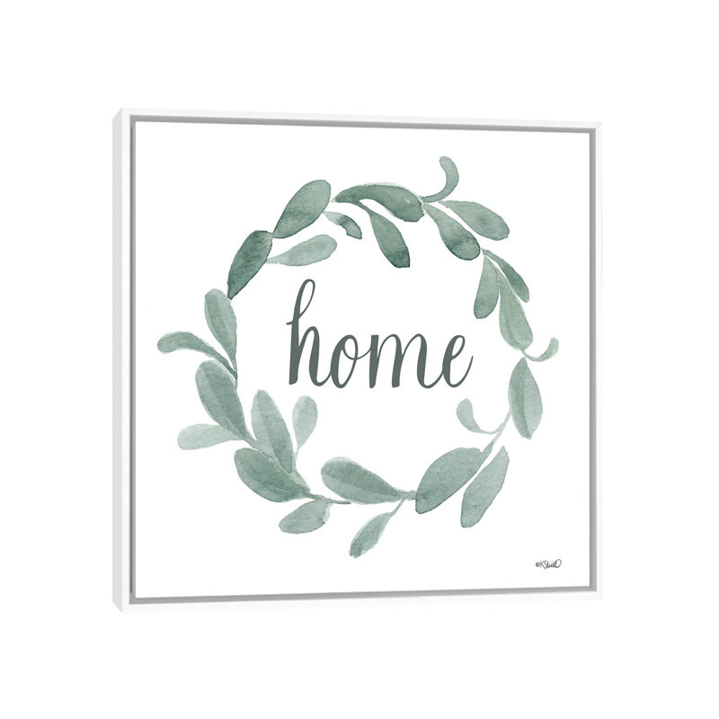 Welcome Home Wreath by Kate Sherrill - Print on Canvas, 93.98 cm H x 93.98 cm W, White Floater Frame