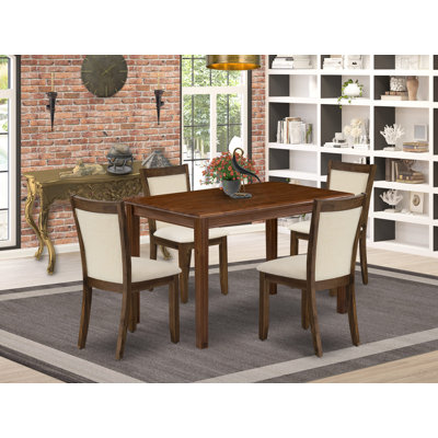 5 Pc Dining Table Set Consist of a Wood Table and 4 Parson Chairs - Antique Walnut Finish -  Red Barrel StudioÂ®, C4E16F221484487DBAC1C5A7B85A1329