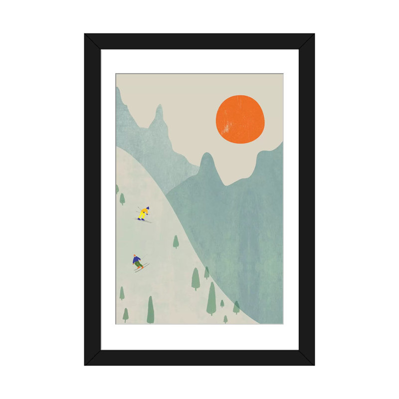 «Ski Set Ii» par Flatowl - impression d'art graphique, H 24 po x l 16 po x P 1 po, Cadre noir