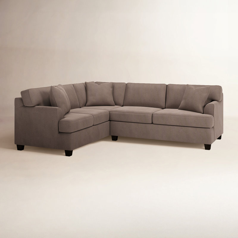 Conradina Upholstered L-Shaped Sectional, Left Hand Facing, Bella Cocoa Performance Velvet