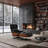 Mid Century Genuine Leather Recliner Lounge Chair with Ottoman and Solid Wood Frame for Living Room, Study Room, Guest Room -1479540526