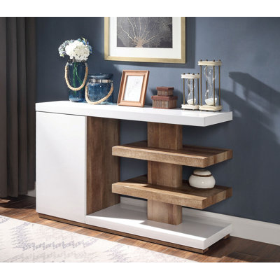 Table de canapé contemporaine l 47 po, ton blanc / naturel