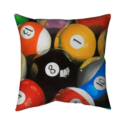 Pool Balls Closeup - Double Sided Print Indoor Pillow - 16X16