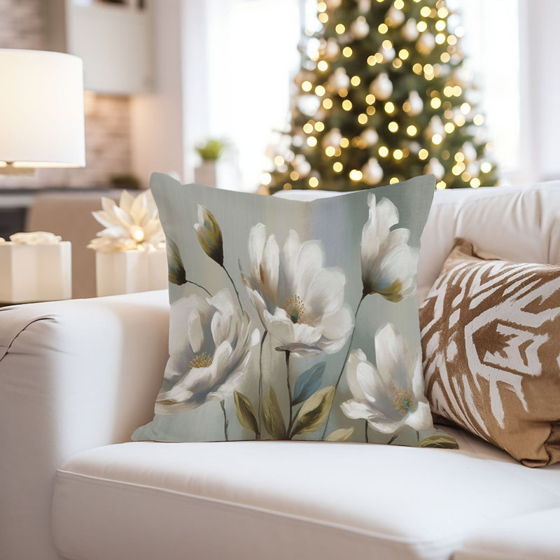 Floral Pillow Cover, 18"H x 18"W