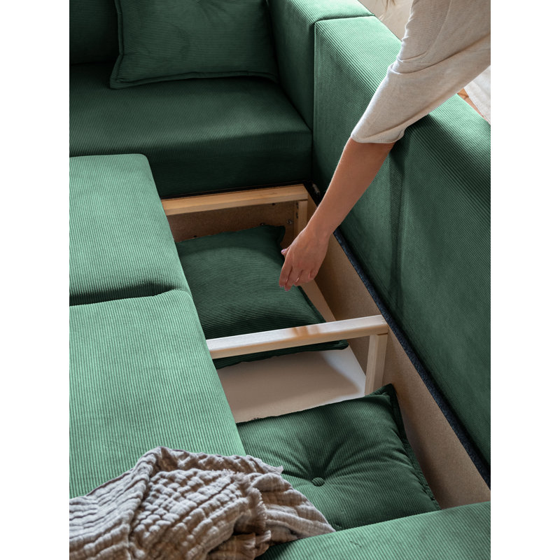 Lazy Lukka 6 Seater Sofa Bed, Left Hand Facing, Green
