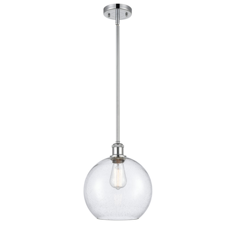 Luminaire suspendu sphère 1 lumière Baran, Grainé, Ampoule non incluse, Chrome poli
