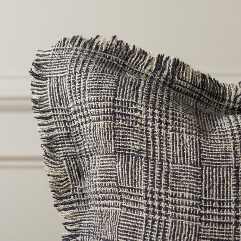 Inara 20" Black and Natural Linen Throw Pillow