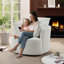 Fauteuil demi-tonneau pivotant en velours côtelé de 37,1 po de largeur avec 2 coussins d'accoudoirs-544328463-570417037