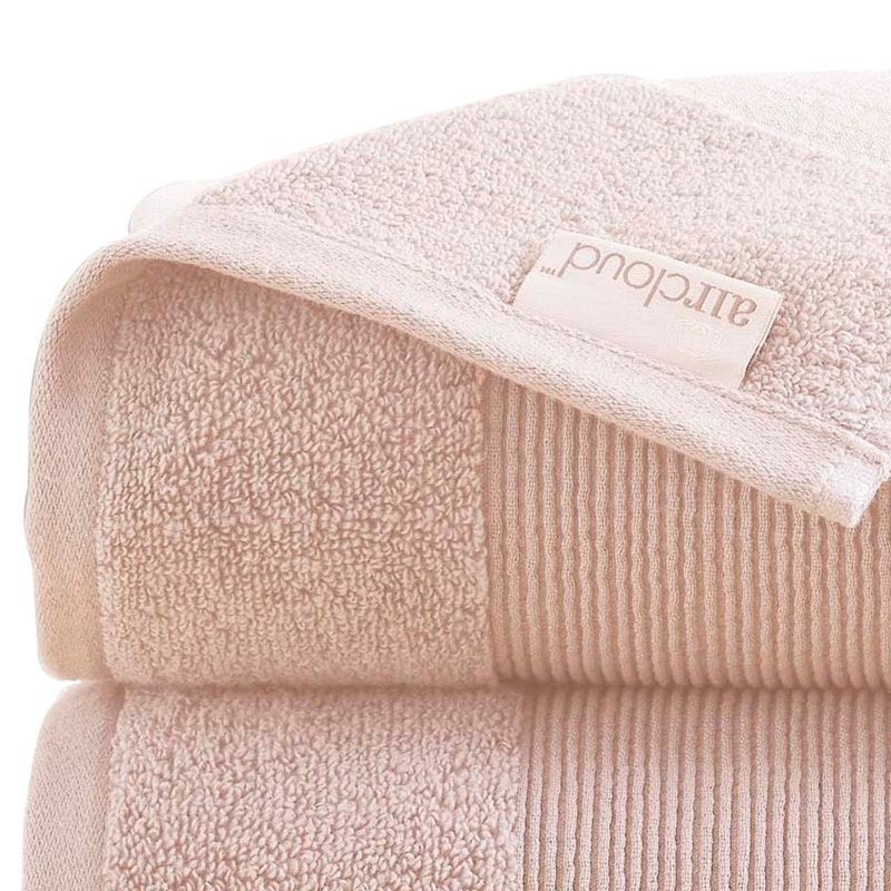 Ensemble de serviettes 2 pièces Lyra, coton, texture absorbante à poils longs, blanc, Rosé
