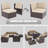  7 Pieces Outdoor Patio Furniture Set with 44" Fire Pit Table Rattan Sectional Sofa Conversation Sets-1110211966-1110211955
